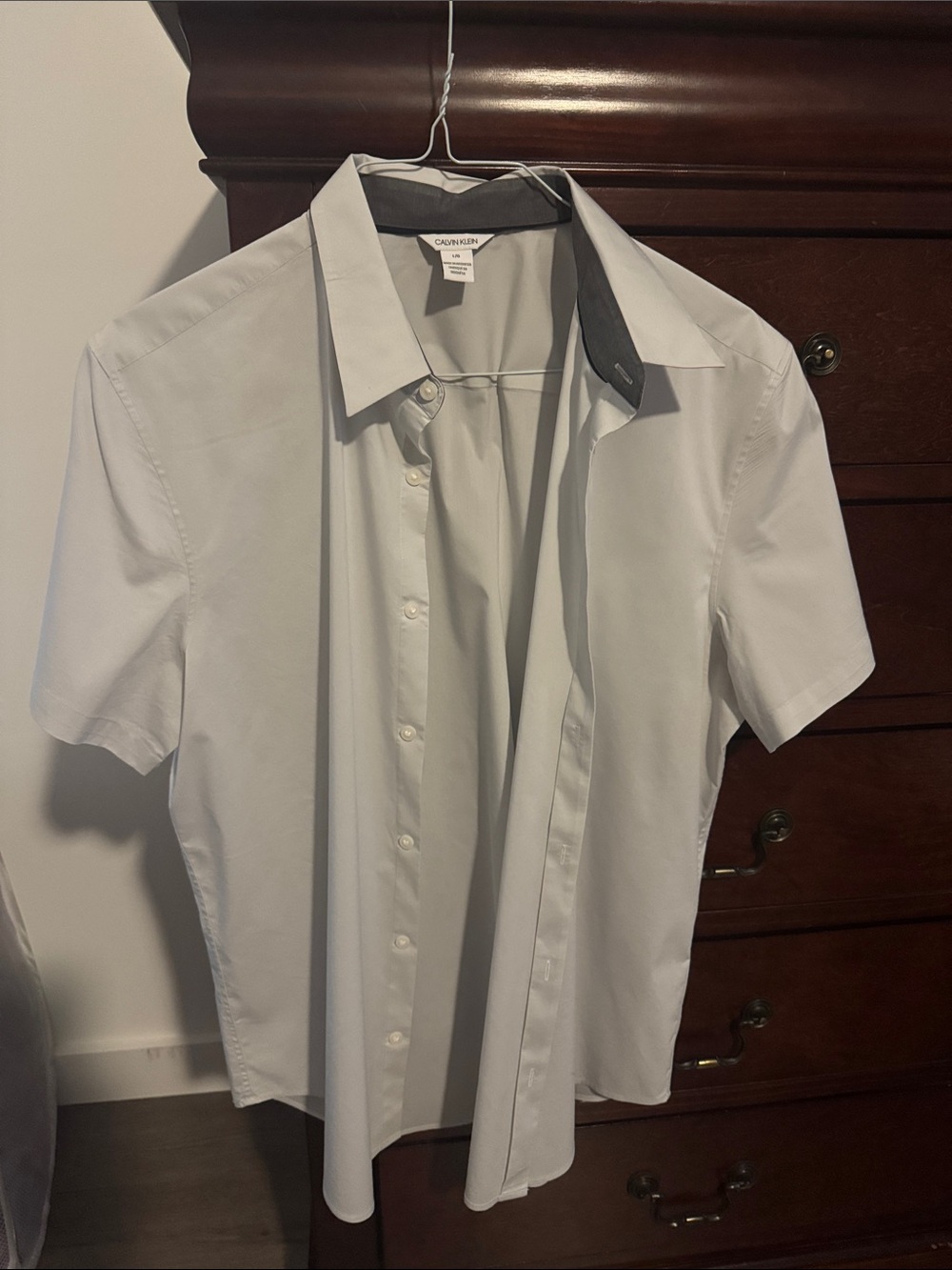 Calvin Klein Short Sleeve Button-Down Shirt in White